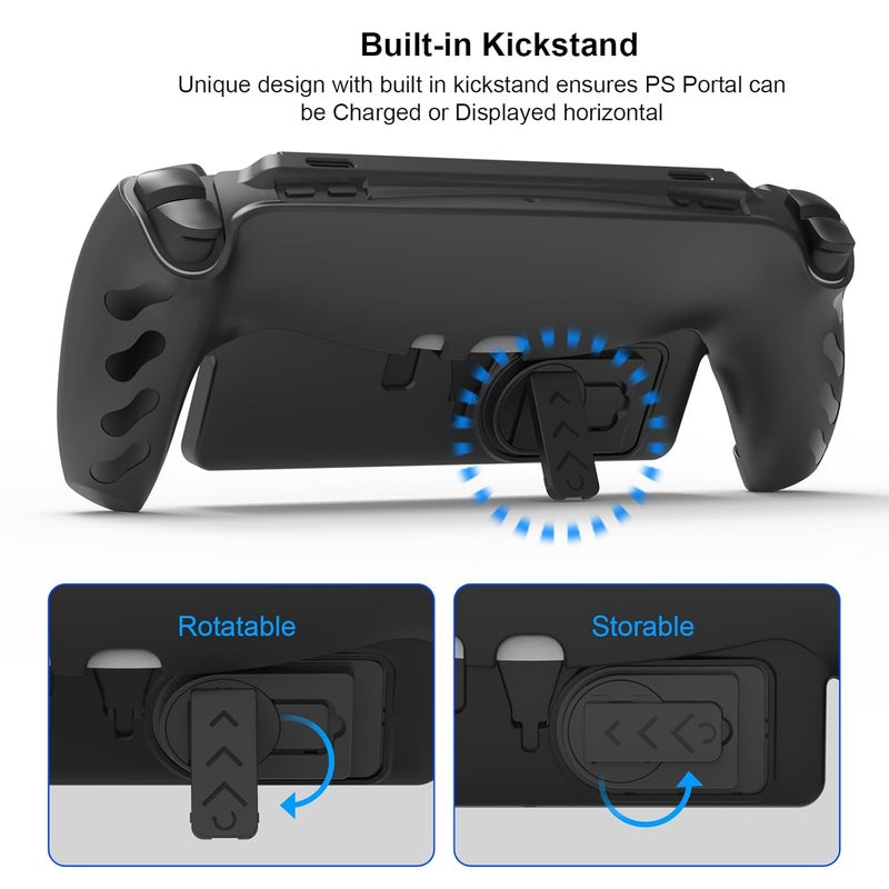 JOYTORN Full Protective Case Cover Compatible with PlayStation Portal Remote Player,PS5 Portal Case with Detachable Front Shell,Frosted Anti-Slip Handheld Design-Black - Image 4